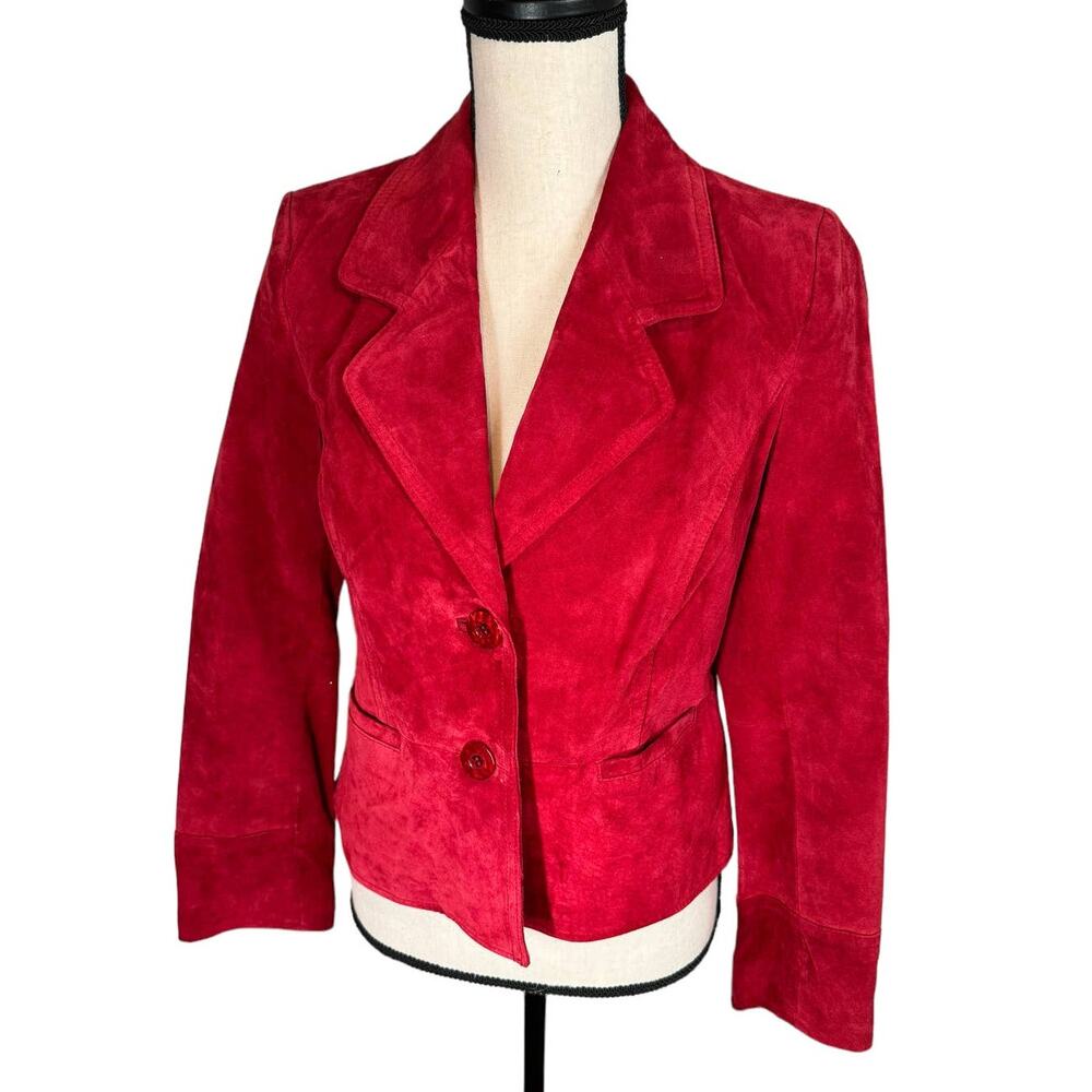 Vintage i.e. Red‎ Suede Blazer 90s Y2K Dark Academia Medium